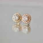 Boucles d'oreilles Elise - Diamant de laboratoire - Rond 0,5 carat (2 X) - Halo modulable - Or jaune 18K Diamelys