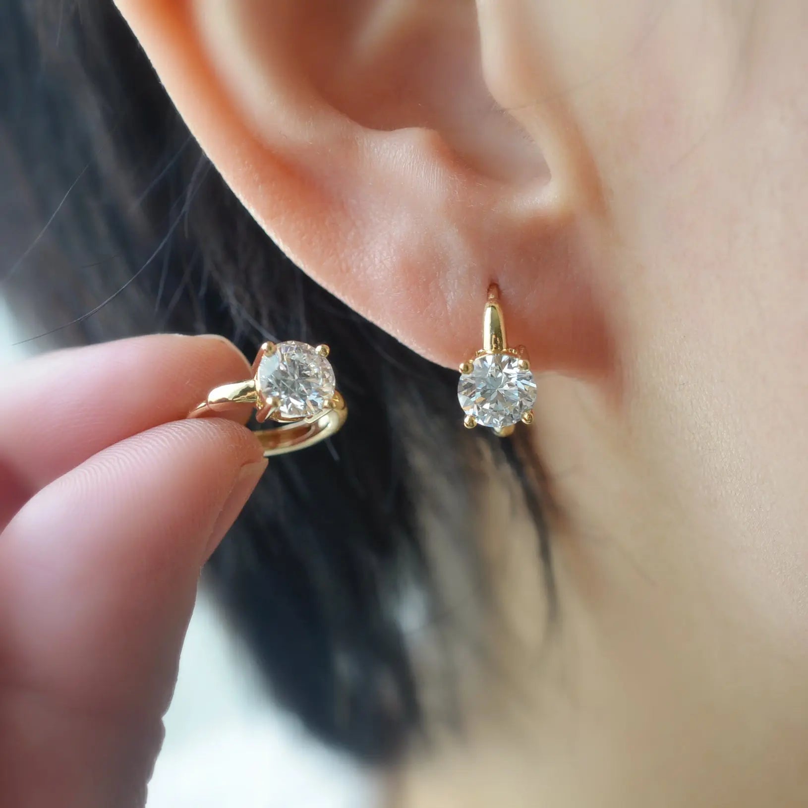 Boucles d’oreilles Melinda - Diamant de laboratoire - 1 carat (2 X) -Rond - Or jaune 18K diamelys