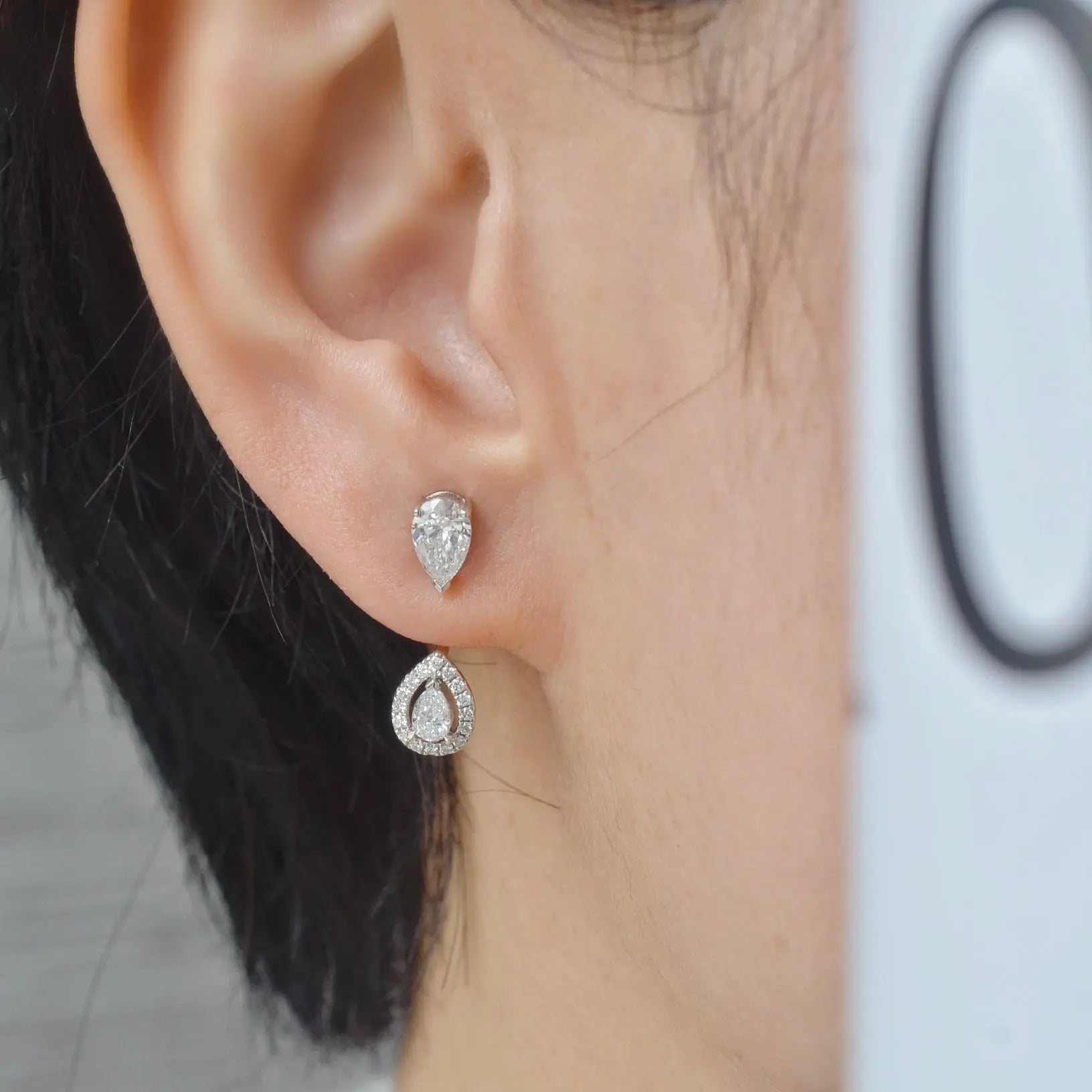Accessoires de boucles d’oreilles Arc – Diamant de laboratoire - Poire Halo (2 X) diamelys