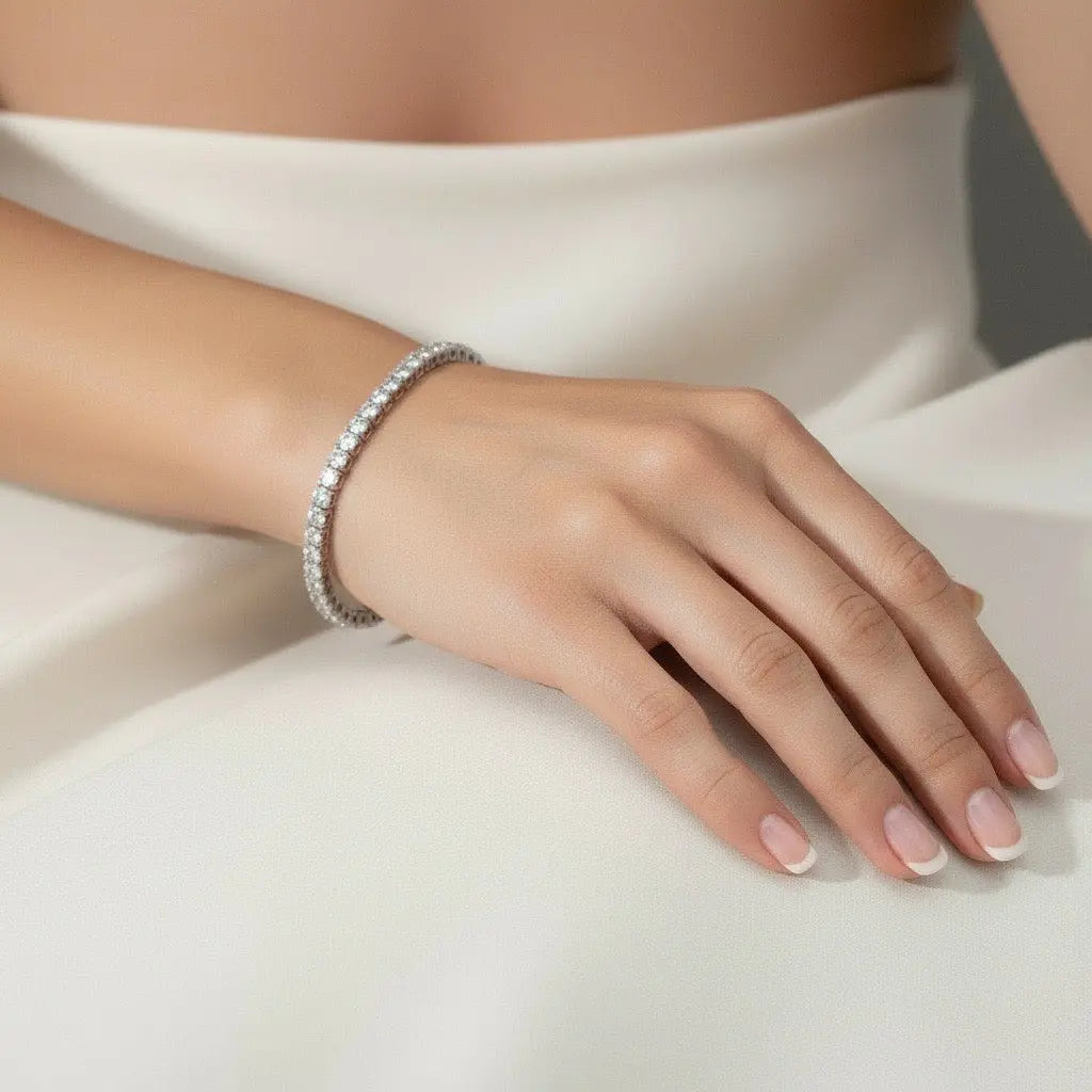 Bracelet tennis Gala 10 mm – Diamant de laboratoire - total 6 carats - Rond – Or blanc 14K diamelys