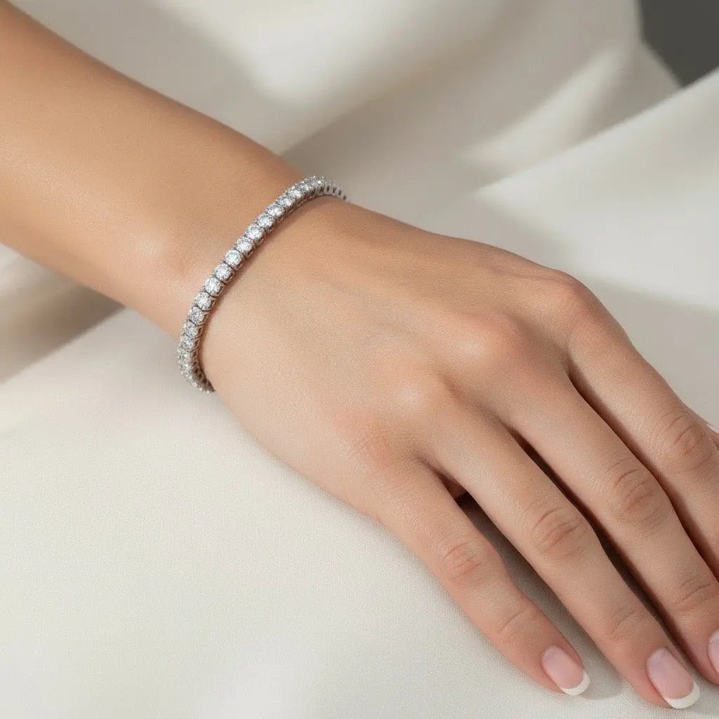 Bracelet tennis Gala 10 mm – Diamant de laboratoire - total 6 carats - Rond – Or blanc 14K diamelys
