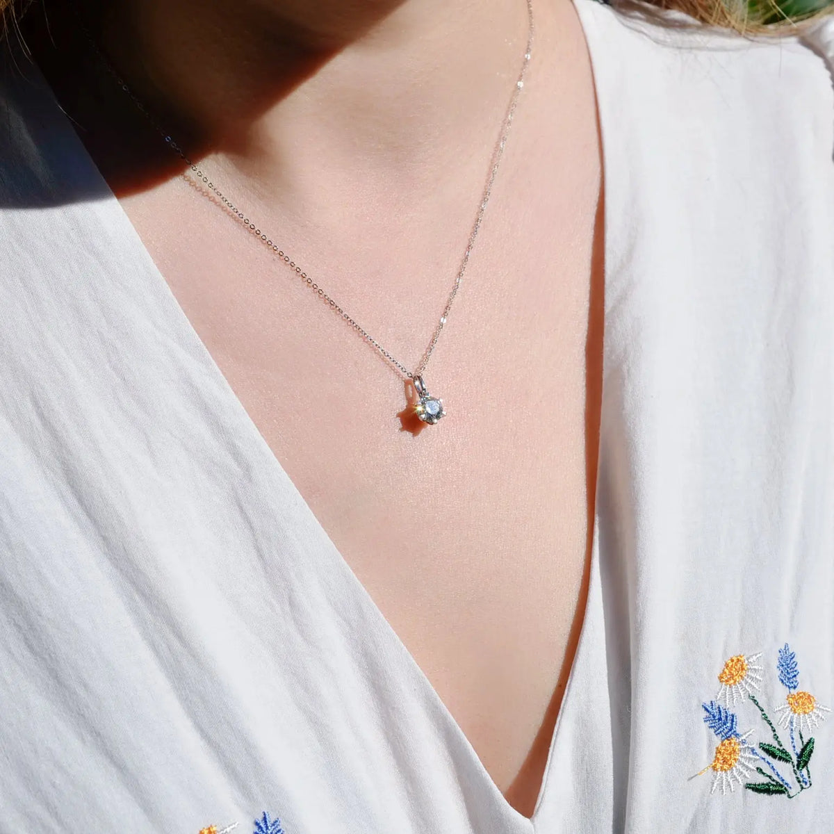 Collier Vega – Diamant de laboratoire - 1,01 carats - Rond - Or blanc 14K diamelys