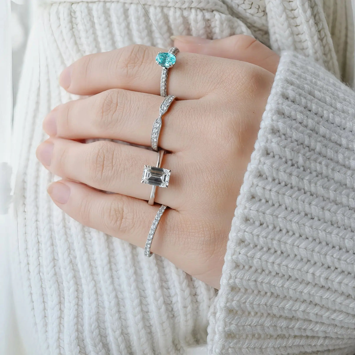 Bague de fiançailles Étoile Bleue-  Diamant de laboratoire 1,43 carats - Ovale Or blanc 18K- taille 52 diamelys