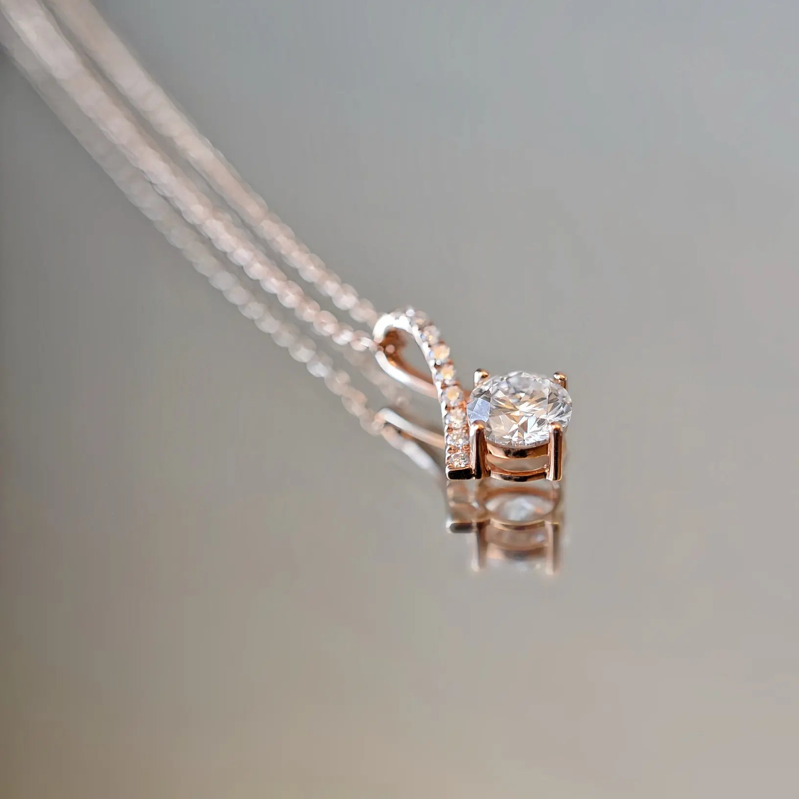 Collier Polaire - Diamant de laboratoire - 1,03 carat - Rond -Or rose diamelys