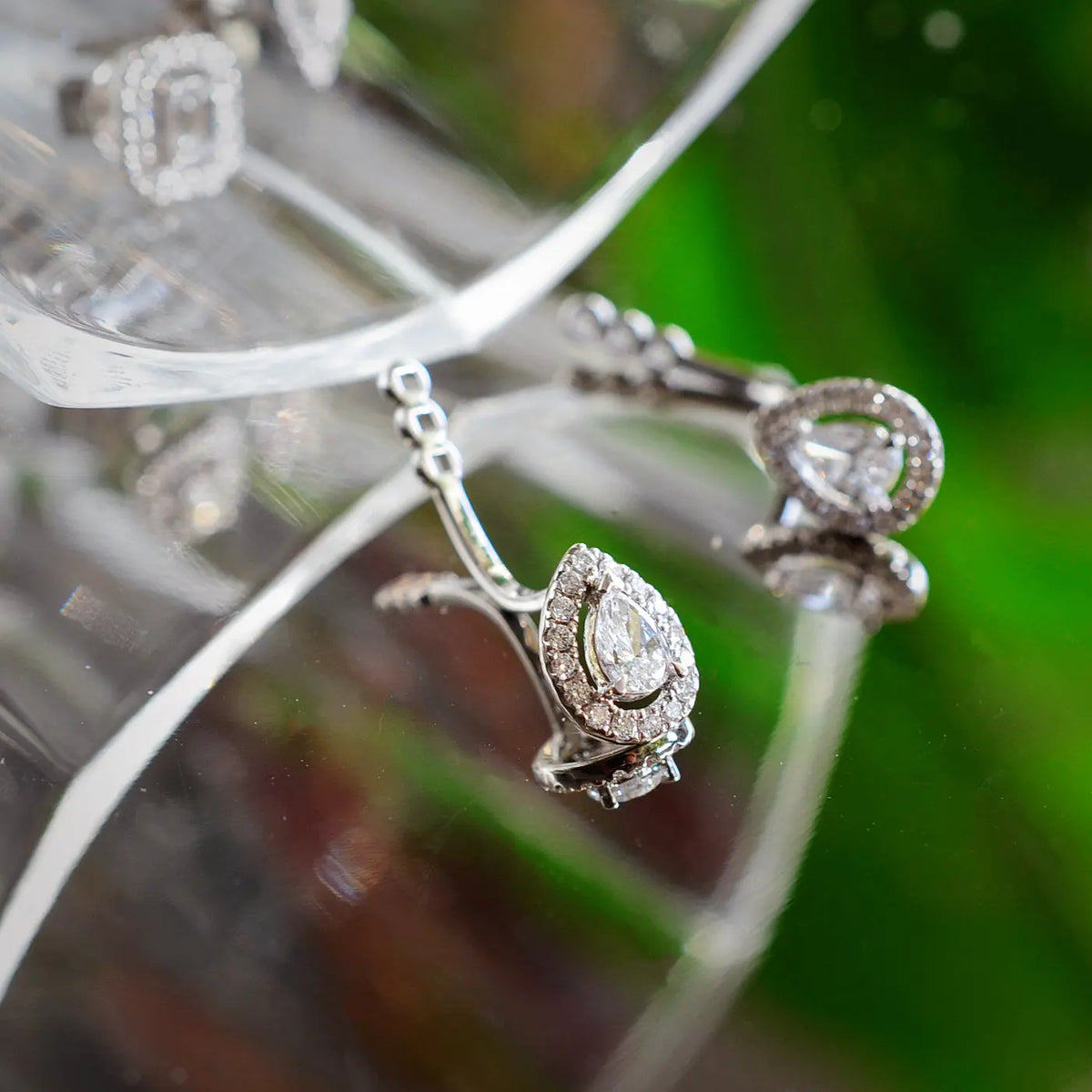 Accessoires de boucles d’oreilles Arc – Diamant de laboratoire - Poire Halo (2 X) diamelys