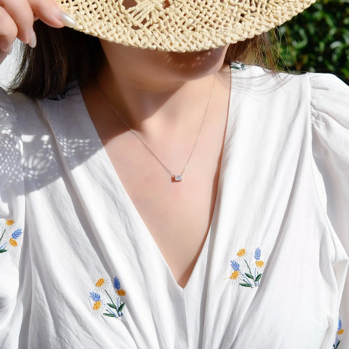 Collier Lune I – Diamant de laboratoire - 1 carat - Émeraude - Or blanc 14K diamelys