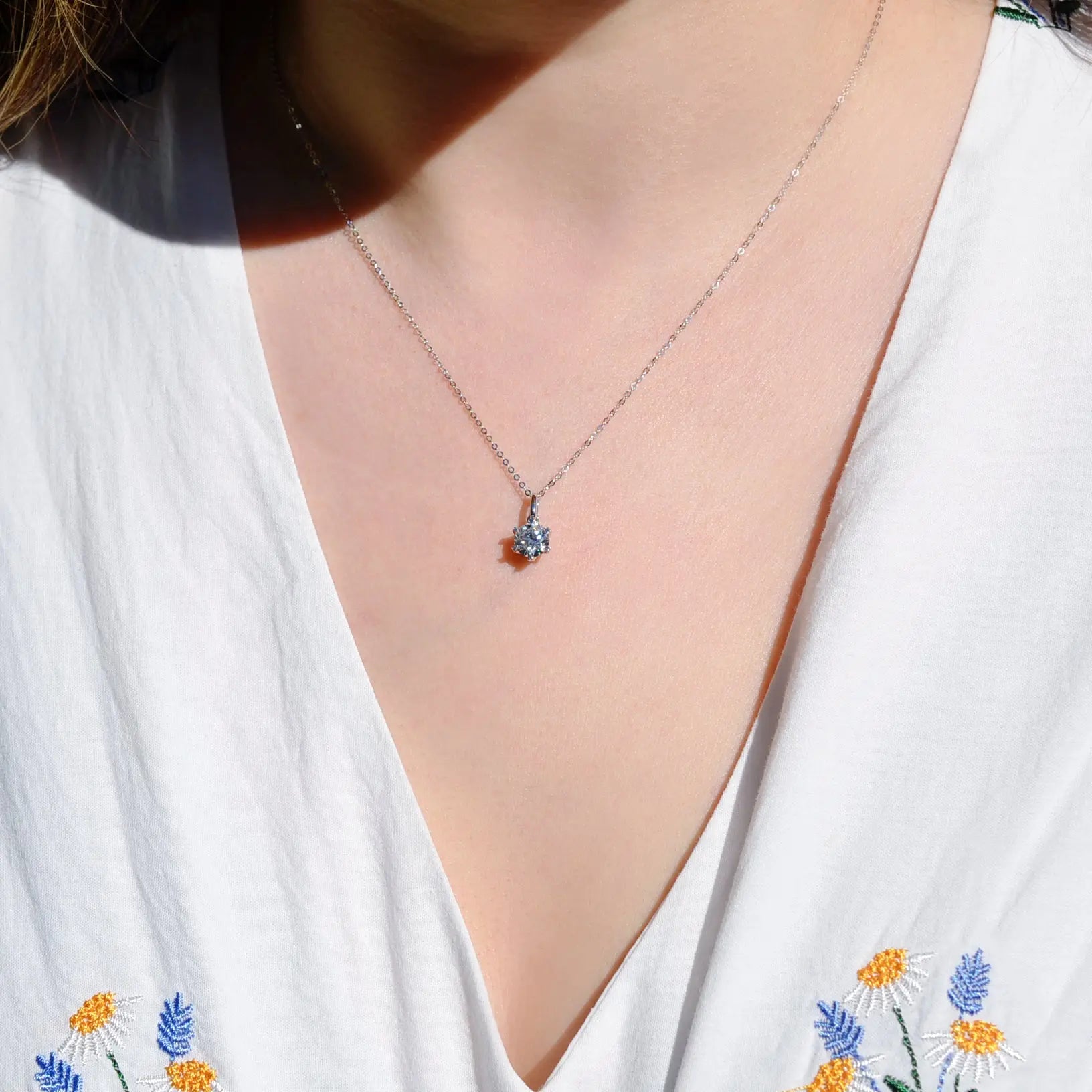 Collier Vega – Diamant de laboratoire - 1,01 carats - Rond - Or blanc 14K diamelys