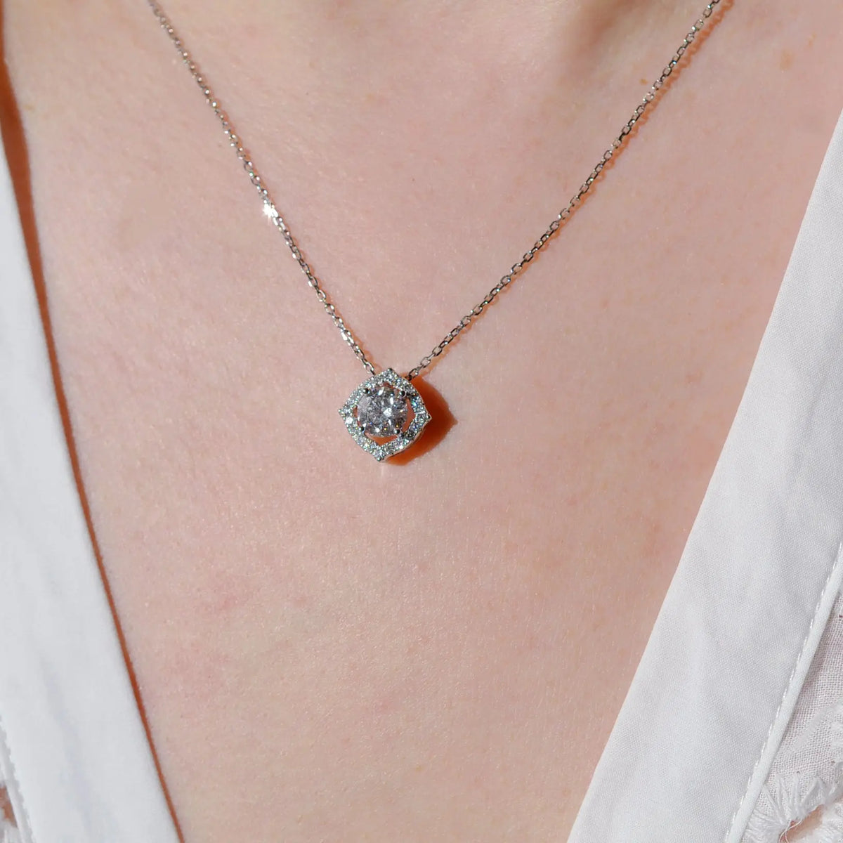 Collier Mira - Diamant de laboratoire - 1 carat - Rond - Or blanc 14K diamelys