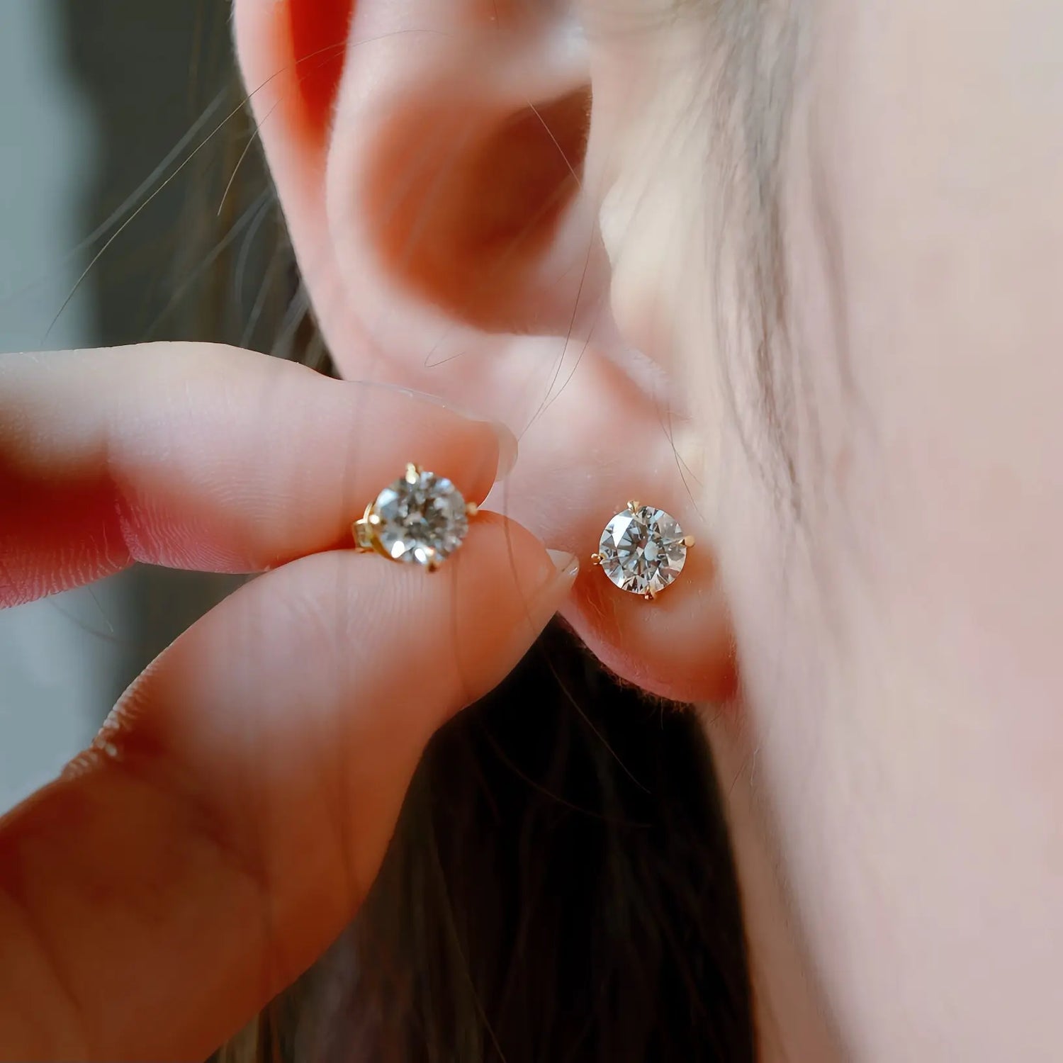 Boucles d’oreilles Alya - Or jaune 18 carats - Rond 0,5 carat (2 X) diamelys