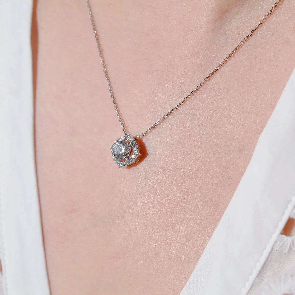 Collier Mira - Diamant de laboratoire - 1 carat - Rond - Or blanc 14K diamelys