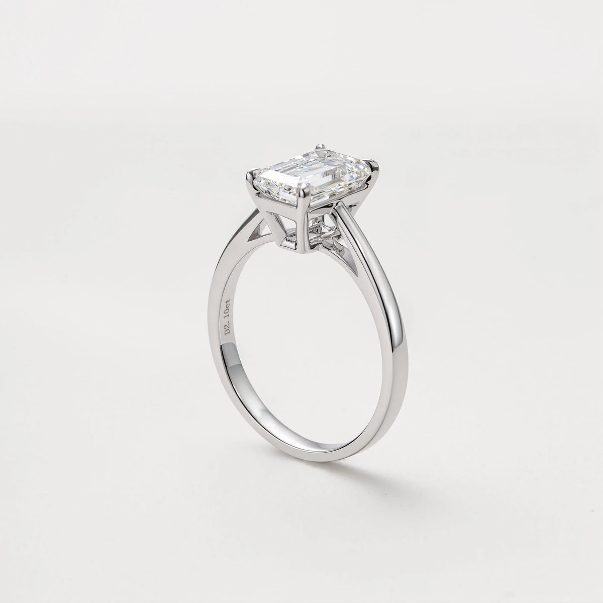 Bague de fiançailles Lune ll - Diamant de laboratoire - 2,1 carats - Émeraude -Or blanc 18K - taille 52 diamelys