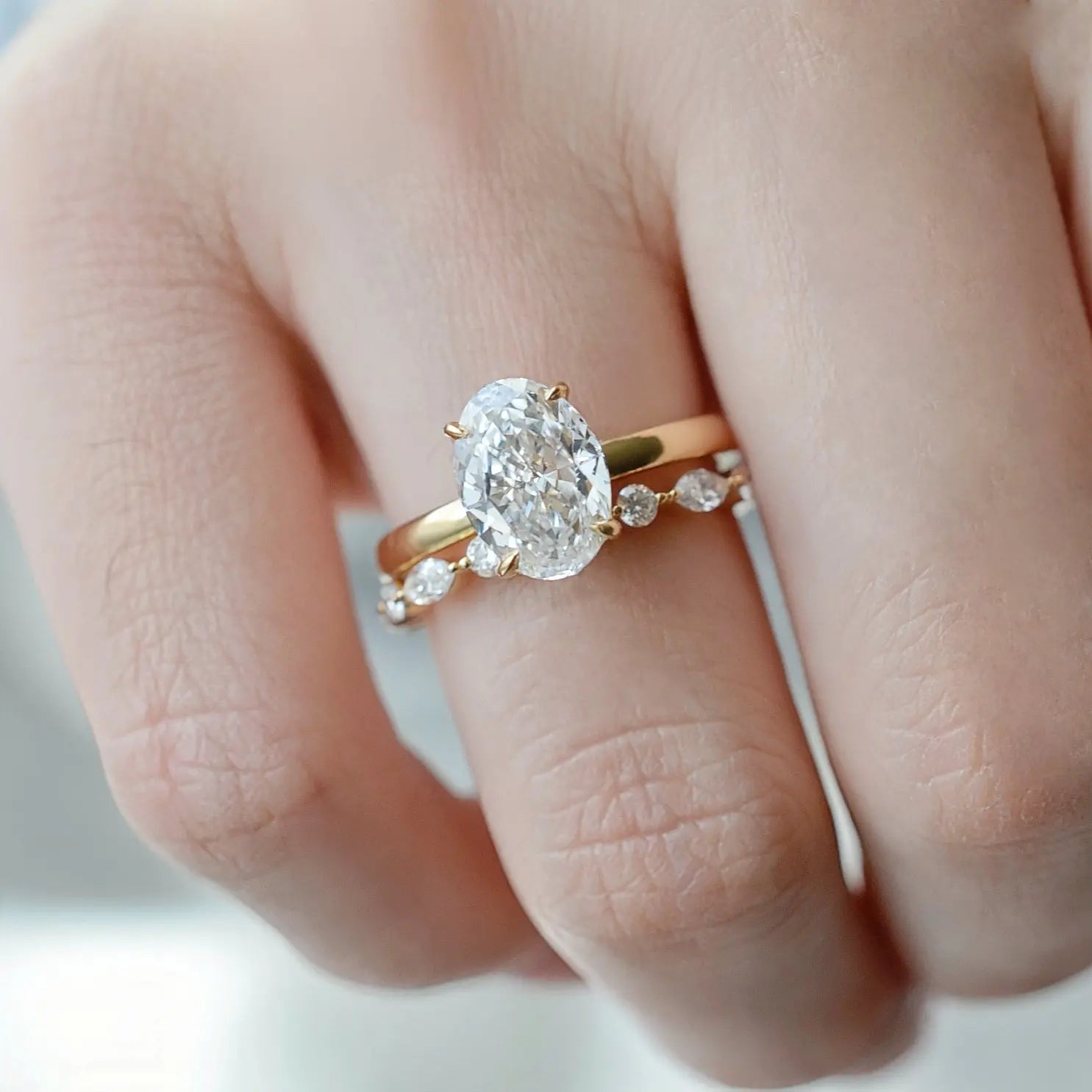 Bague de fiançailles Solea - Diamant de laboratoire - 2,42 carats - Ovale - Or jeune 18K- taille 52 diamelys