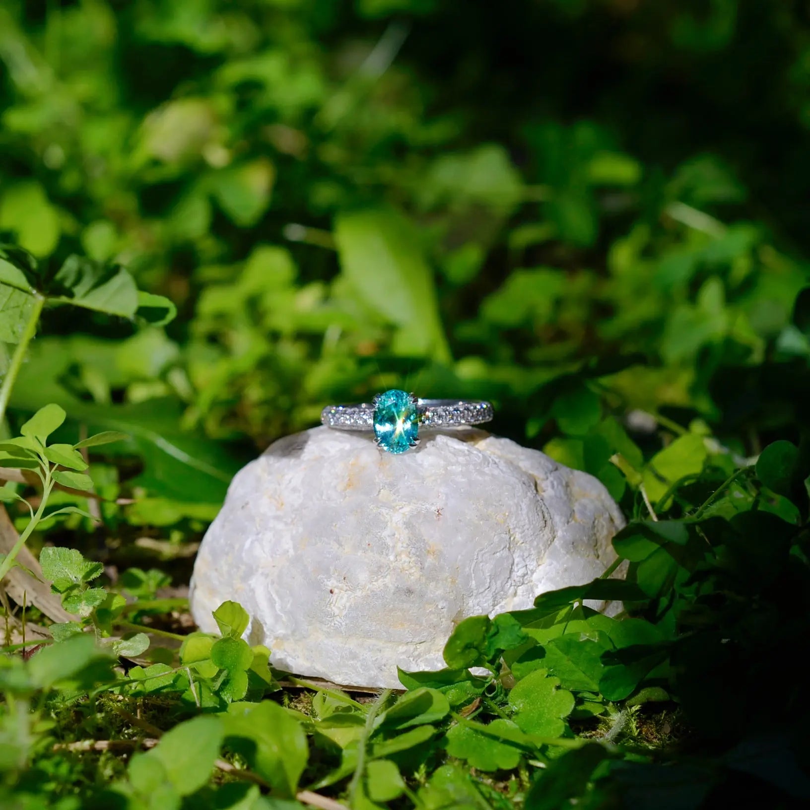 Bague de fiançailles Étoile Bleue-  Diamant de laboratoire 1,43 carats - Ovale Or blanc 18K- taille 52 diamelys