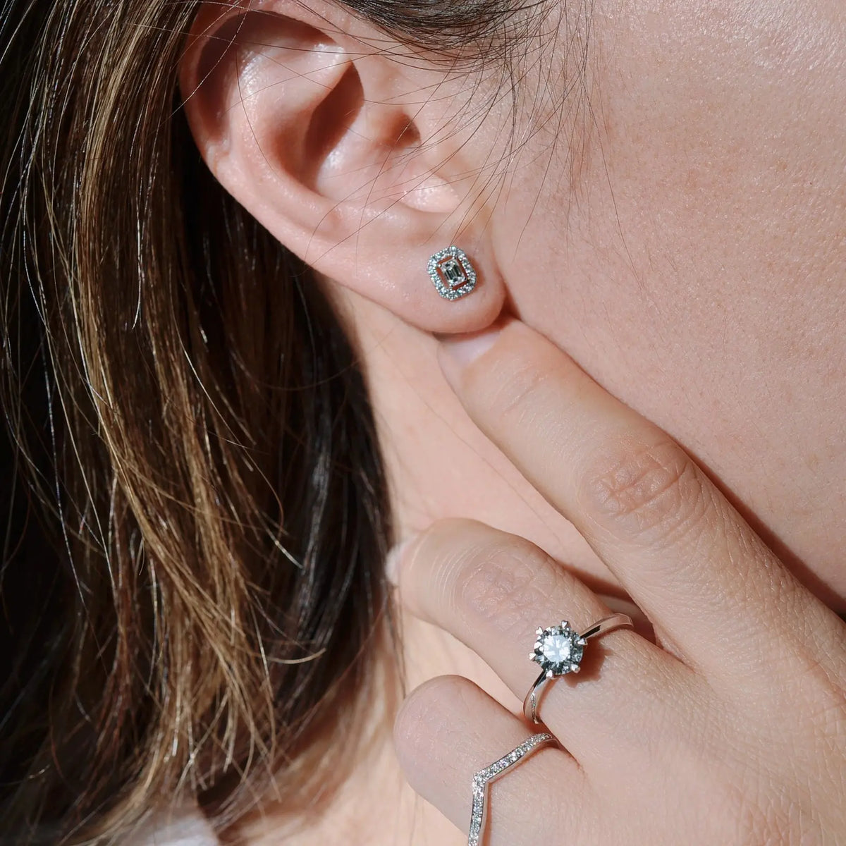 Boucles d’oreilles Aura - Diamant de laboratoire - Émeraudes – Halo(2X) diamelys