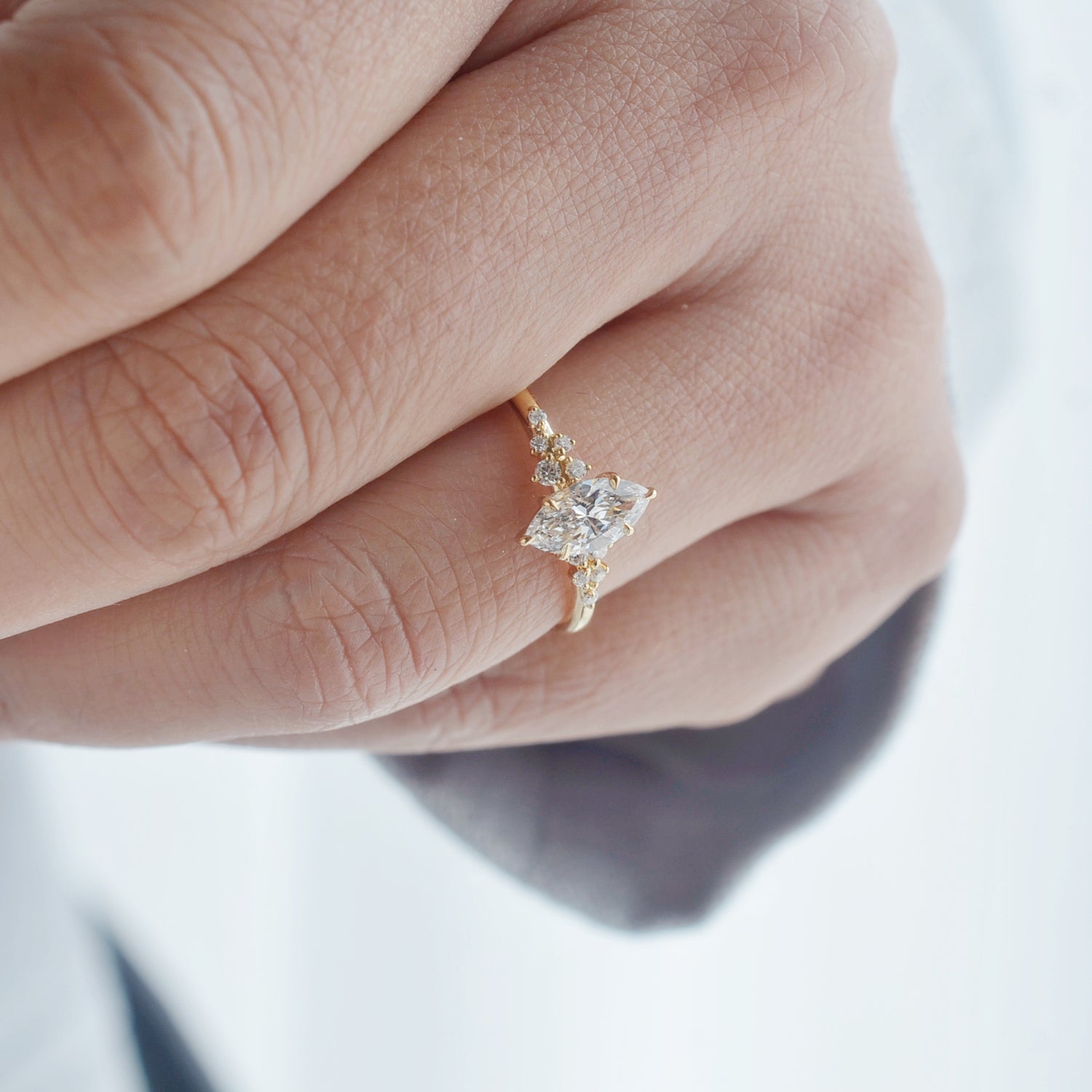 Bague de fiançailles Aurore- Diamants de laboratoire - Or jaune 18 carats - Marquise 0.58 carats - taille 52