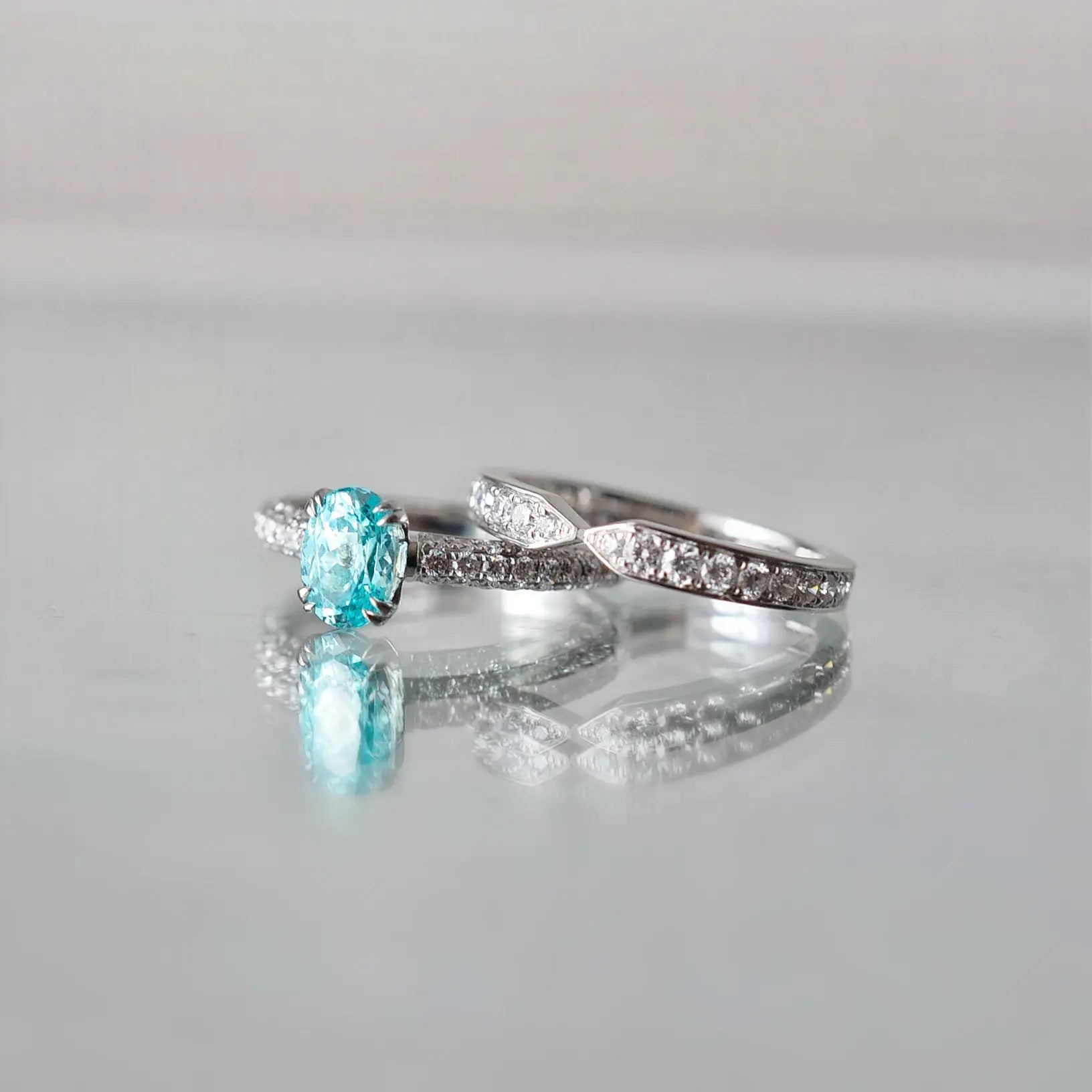 Bague de fiançailles Étoile Bleue-  Diamant de laboratoire 1,43 carats - Ovale Or blanc 18K- taille 52 diamelys