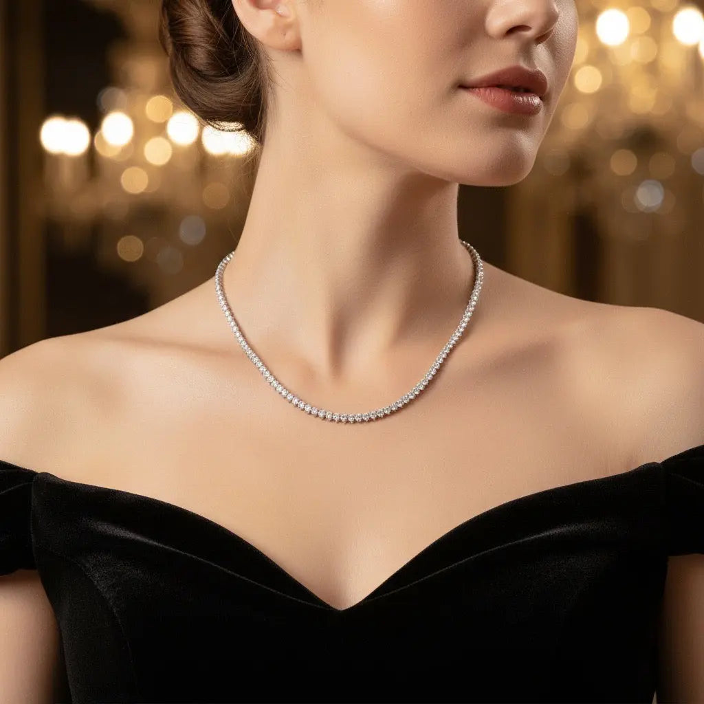 Collier Eclat Tennis - Diamant de laboratoire - Or blanc 18 carats diamelys