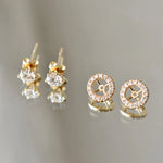 Boucles d'oreilles Elise - Diamant de laboratoire - Rond 0,5 carat (2 X) - Halo modulable - Or jaune 18K Diamelys