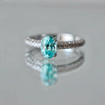 Bague de fiançailles Étoile Bleue-  Diamant de laboratoire 1,43 carats - Ovale Or blanc 18K- taille 52 diamelys