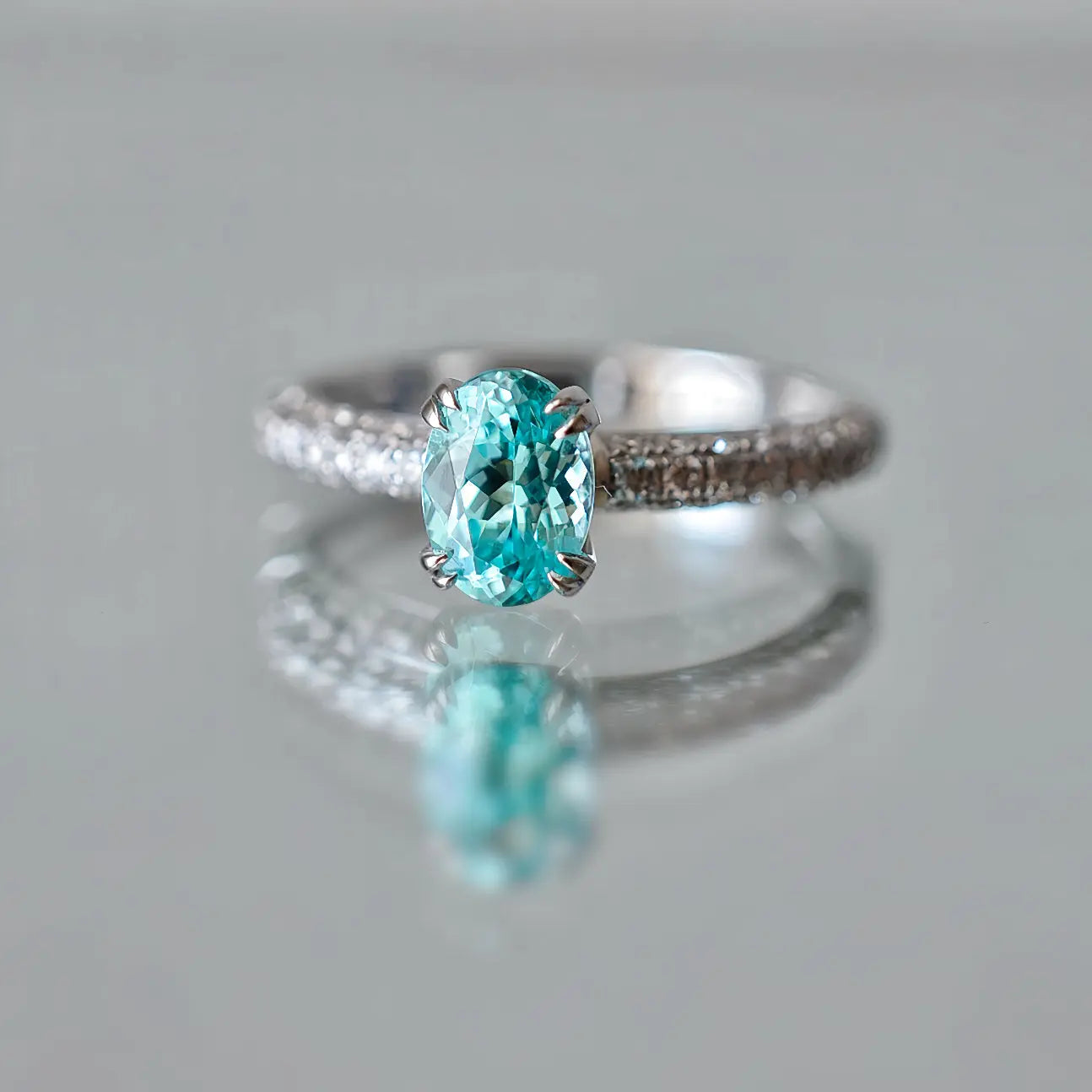 Bague de fiançailles Étoile Bleue-  Diamant de laboratoire 1,43 carats - Ovale Or blanc 18K- taille 52 diamelys