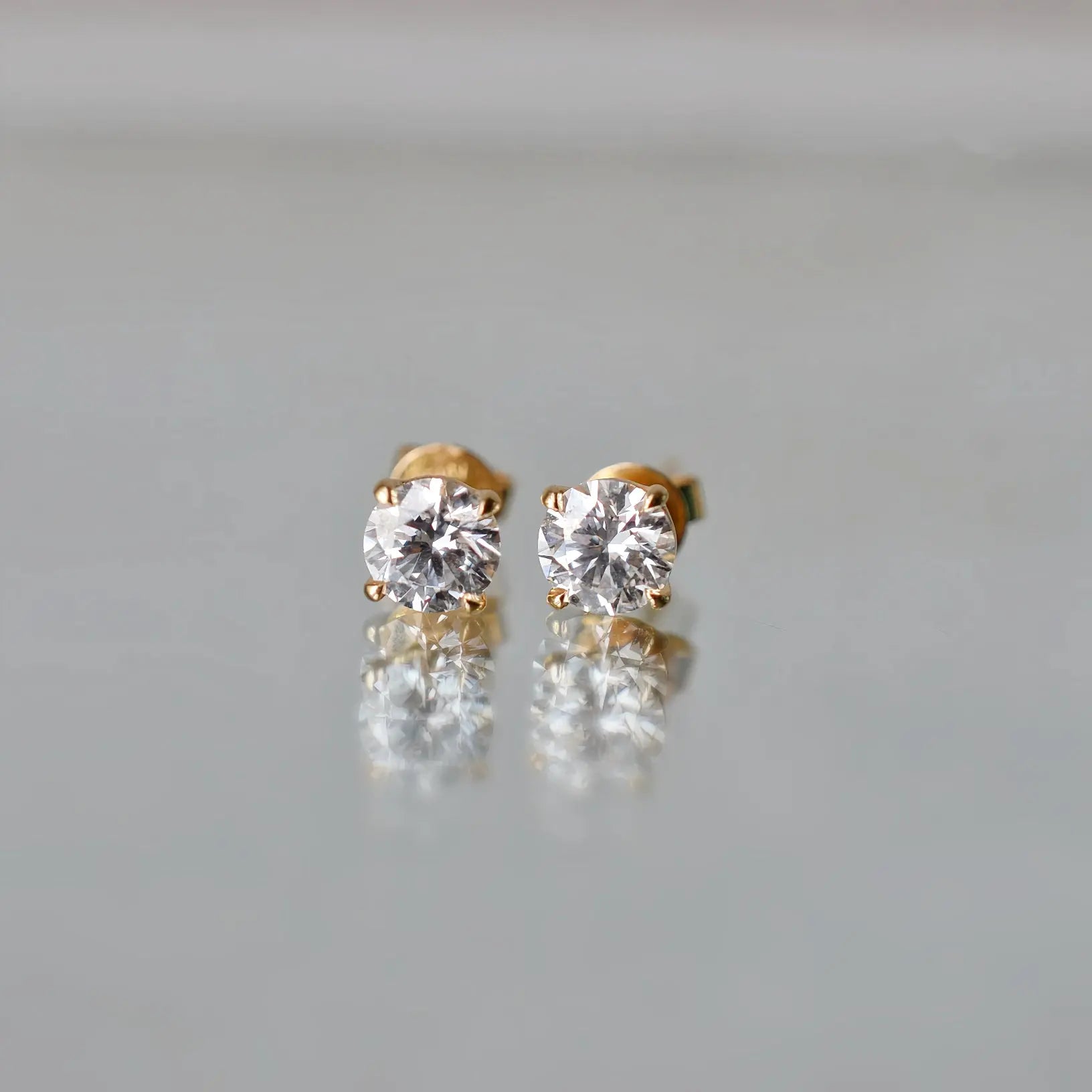 Boucles d’oreilles Alia– Diamant de laboratoire - 0,55 carat (2 X) -Rond - Or jaune 18K diamelys