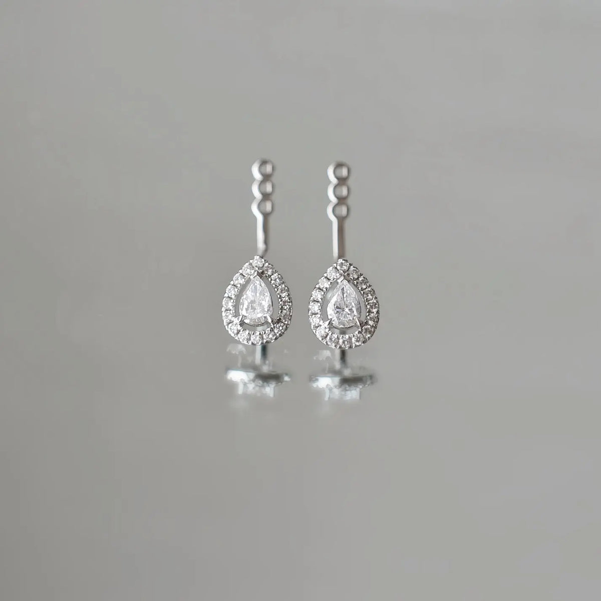 Accessoires de boucles d’oreilles Arc – Diamant de laboratoire - Poire Halo (2 X) diamelys