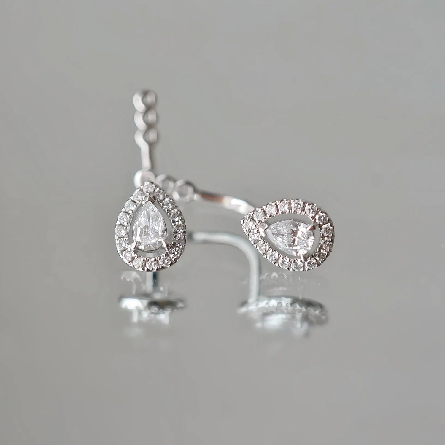 Accessoires de boucles d’oreilles Arc – Diamant de laboratoire - Poire Halo (2 X) diamelys