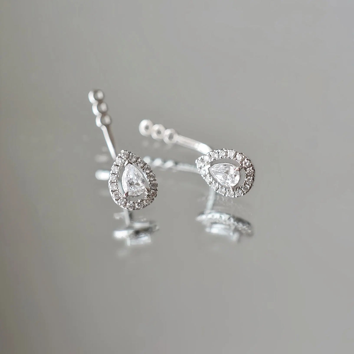 Accessoires de boucles d’oreilles Arc – Diamant de laboratoire - Poire Halo (2 X) diamelys