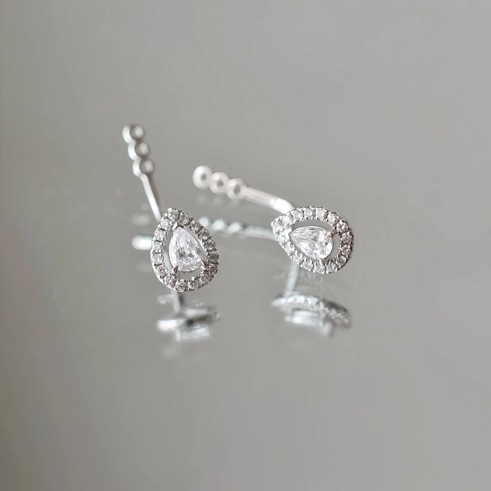 Accessoires de boucles d’oreilles Arc – Diamant de laboratoire - Poire Halo (2 X) diamelys