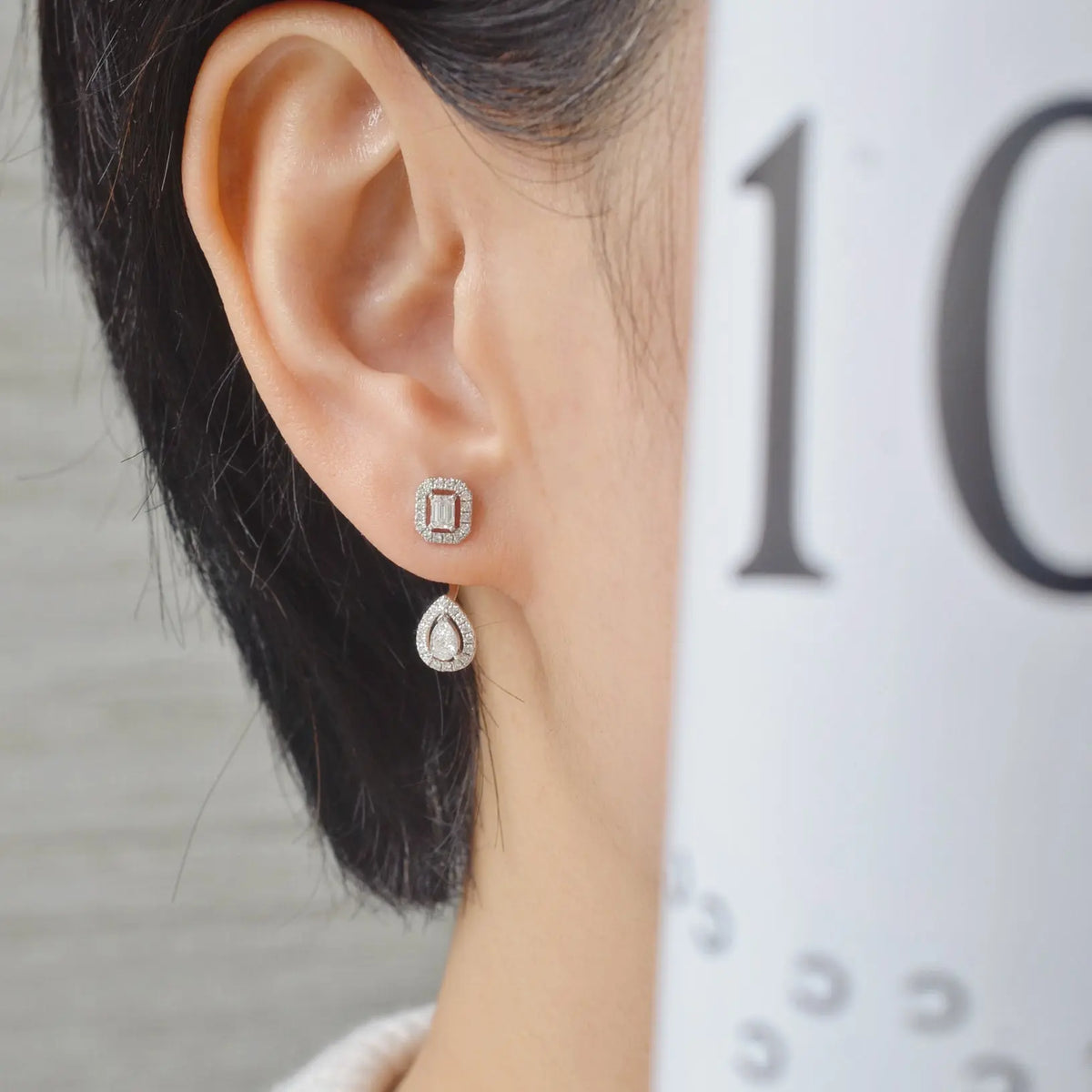 Boucles d’oreilles Aura - Diamant de laboratoire - Émeraudes – Halo(2X) diamelys