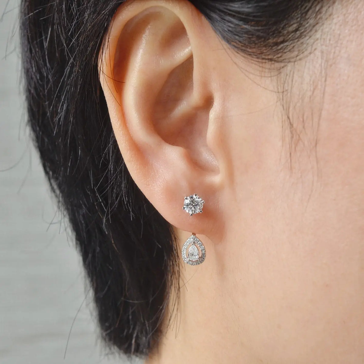 Accessoires de boucles d’oreilles Arc – Diamant de laboratoire - Poire Halo (2 X) diamelys