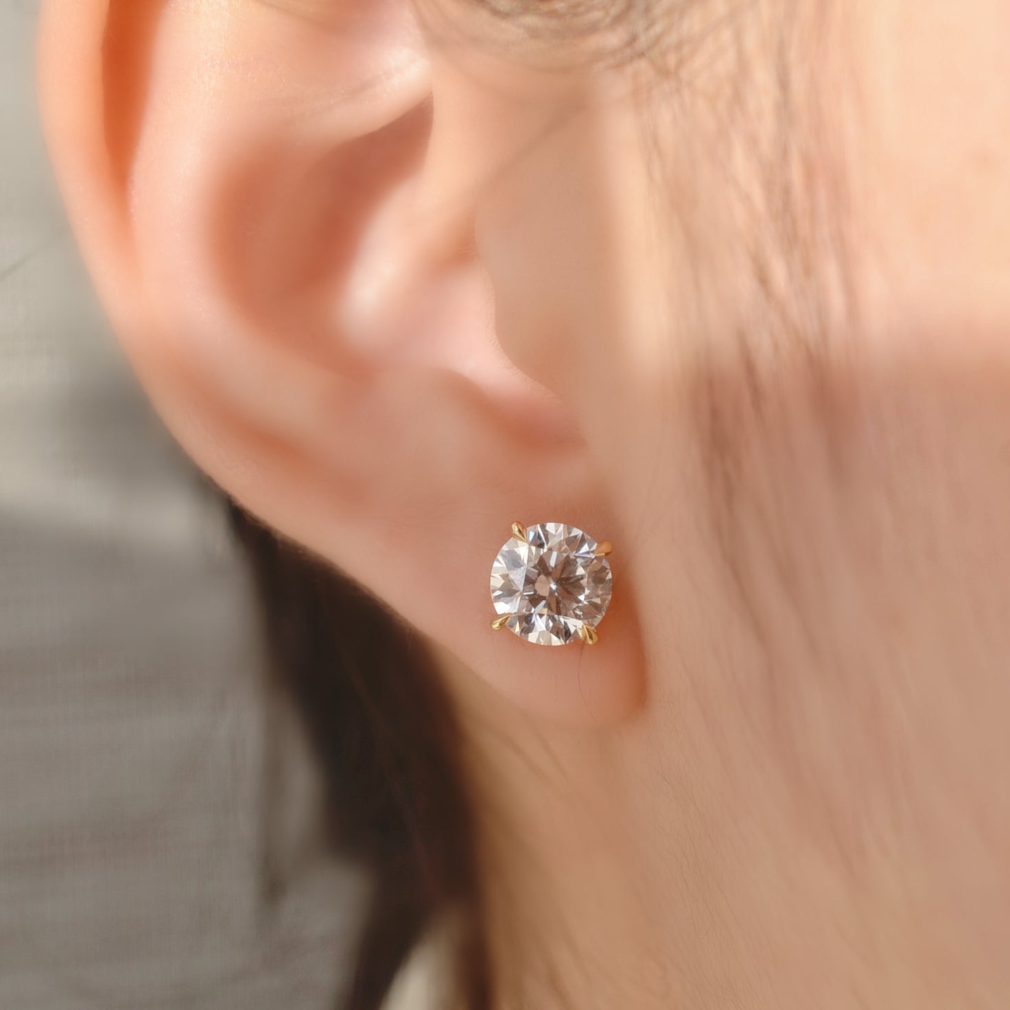 Boucles d’oreilles Alya – Diamant de laboratoire - 1,5 carats (2 X) -Rond - Or jaune 18K