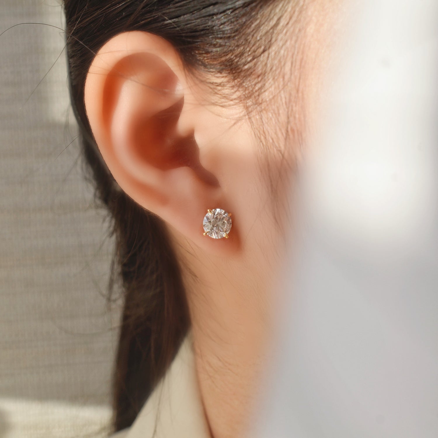 Boucles d’oreilles Alya – Diamant de laboratoire - 1 carat (2 X) - Rond -Or jaune 18K