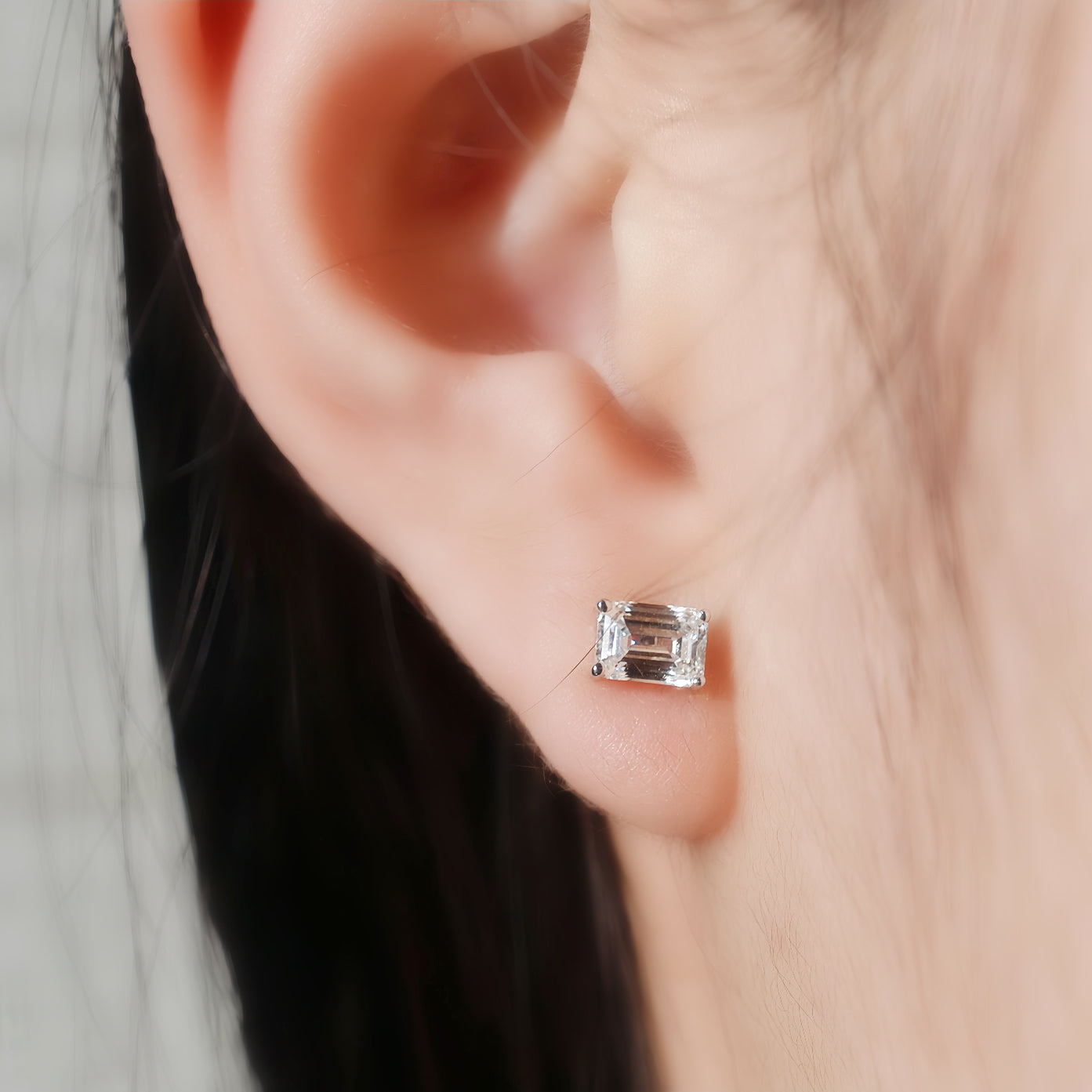 Boucles d'oreiller Lune I - Diamant de laboratoire - 0,52 carat (2 X) - Émeraude -Or blanc 18K