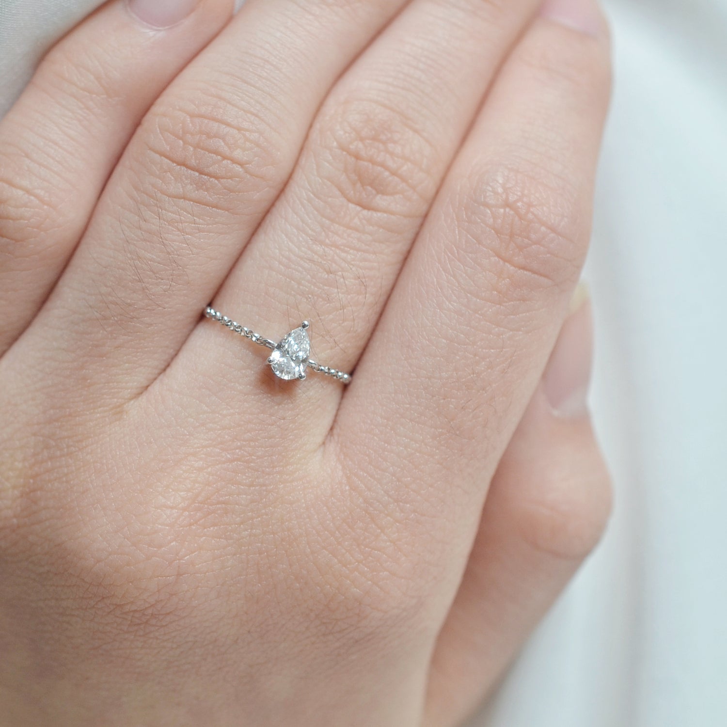 Bague Nova - Diamant de laboratoire - 0,31 carat -Poire - Or blanc 14K