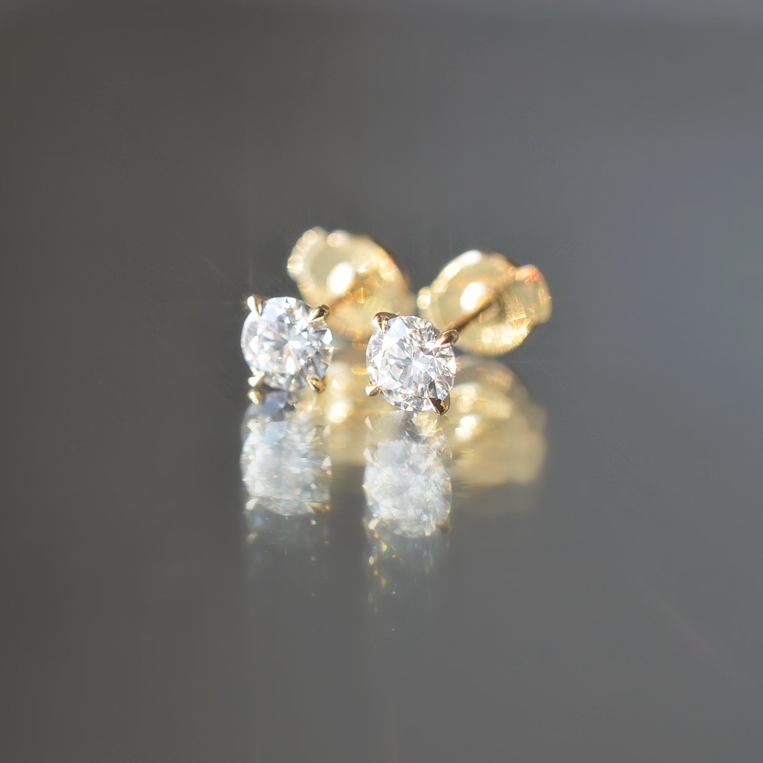 Boucles d’oreilles Alya - Or jaune 18 carats - Rond 0,5 carat (2 X)