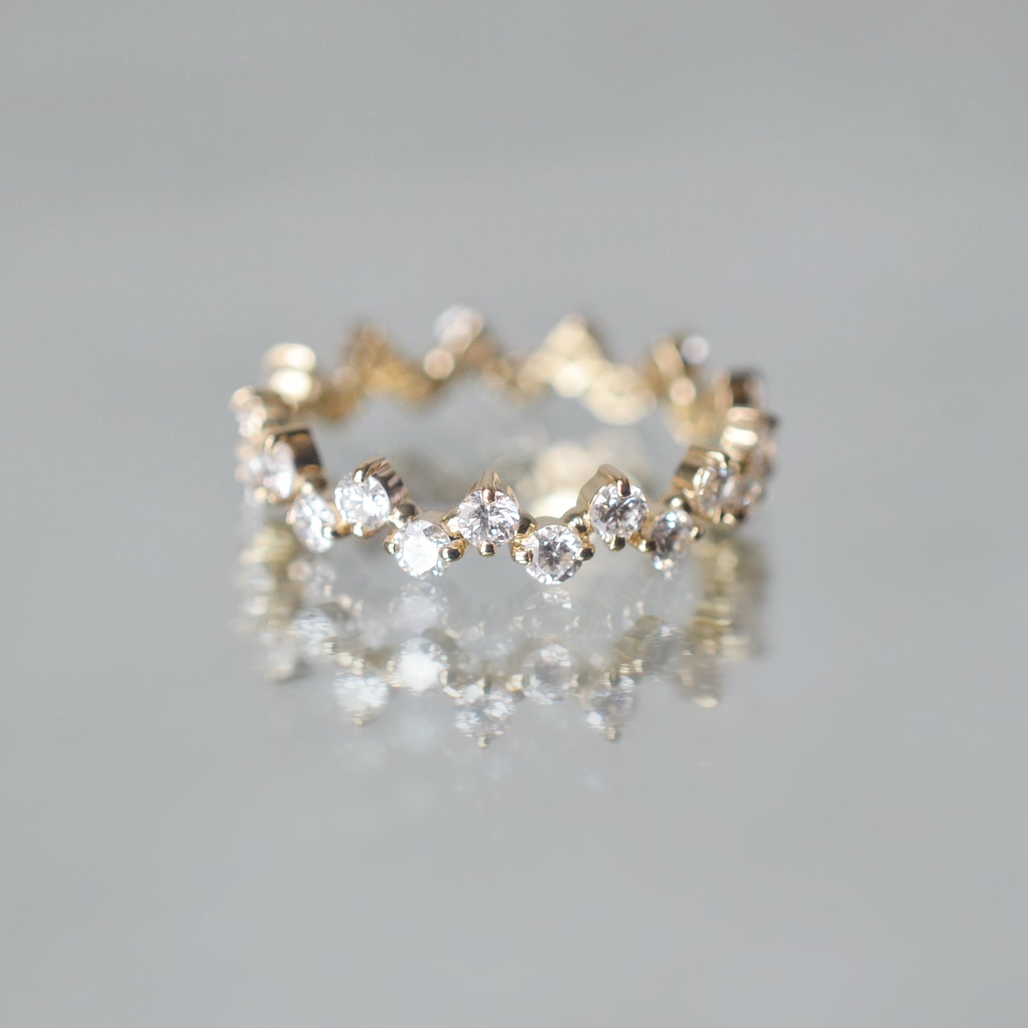 Cascade wedding band - Lab-grown diamonds - 14k yellow gold - Round 1.11 carats - Size 52